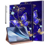 KEDBBAO Case for Honor Pad X8a 2024/X8b 2026 11 Inch, Stylus Holder Flip Wallet Leather Shockproof Cover, Diamond Butterfly