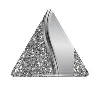 KEDDJI Silver Faux Glitter Glam, Wall Art Prints Triangle Metal Sign Decor Wall Hanging Painting For Home Decor 30 x 34.5 cm