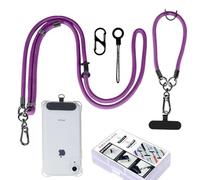 kedelux Anti Theft Phone Lanyard Crossbody, Adjustable 1x Cell Phone Neck Strap 1 x Wrist Strap, Universal Nylon iPhone Chain for Women, Purple