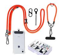 kedelux Phone Lanyard Crossbody, Adjustable 1x Cell Phone Neck Strap 1 x Wrist Strap, Anti Theft Universal Nylon Phone Chain for iPhone Samsung, Orange