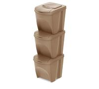 Keden 39x29x45 Cm Stackable Recycling Bins 3 Units Brown