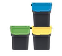 Keden Kaddi Q Waste Separation System 3x20L Set with Activated Carbon Filter, Waste Separation Container with Lid Recycling Bin Sorting Basket container Rubbish Bin made of Plastic Black