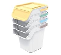 Keden Kaddi Q Waste Separation System 4x20L Set with Activated Carbon Filter, Waste Separation Container with Lid Recycling Bin Sorting Basket container Rubbish Bin made of Plastic Grey
