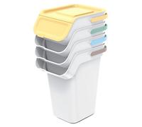 Keden Kaddi Q Waste Separation System 4x25L Set with Activated Carbon Filter, Waste Separation Container with Lid Recycling Bin Sorting Basket container Rubbish Bin made of Plastic Grey