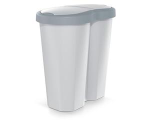 Keden Prosperplast Compacta R Duo 40 L waste bin with frame, two independent lids, hygienic waste separation, double access, for office or home, sturdy plastic (Gray/ash)
