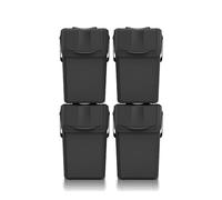 Keden Set of 4 Sortibox Wheelie Bins for Recycling, Black, 100 L