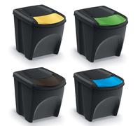 Keden Sortibox 4 x 25L Recycling Trash Can Segregation Bin Rubbish Bins Black