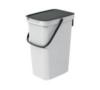 Keden Systema Q Sorting Waste Bin 12L Recycling Bin Separation Segregation Lidded with Handle Hanging Dustbin Garbage Can Slim Paper Glass Plastic Metal (Grey)