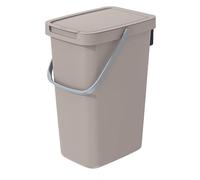 Keden Systema Q Sorting Waste Bin 12L Recycling Bin Separation Segregation Lidded with Handle Hanging Dustbin Garbage Can Slim Paper Glass Plastic Metal (Brown)