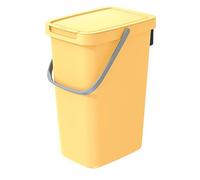 Keden Systema Q Sorting Waste Bin 12L Recycling Bin Separation Segregation Lidded with Handle Hanging Dustbin Garbage Can Slim Paper Glass Plastic Metal (Yellow)