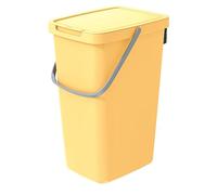 Keden Systema Q Sorting Waste Bin 20L Recycling Bin Separation Segregation Lidded with Handle Hanging Dustbin Garbage Can Slim Plastic Metal (Yellow)