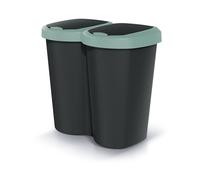 Keden Waste bin Compacta B Duo 40L Prosperplast wall-mounted version with one compartment and two lids bin with bag attachment (Green/black)