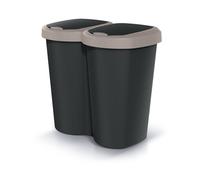 Keden Waste bin Compacta B Duo 40L Prosperplast wall-mounted version with one compartment and two lids bin with bag attachment (Brown/black)