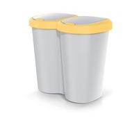 Keden Waste bin Compacta B Duo 40L Prosperplast wall-mounted version with one compartment and two lids bin with bag attachment (Yellow/ash)