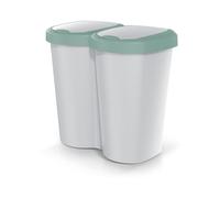 Keden Waste bin Compacta B Duo 40L Prosperplast wall-mounted version with one compartment and two lids bin with bag attachment (Green/ash)