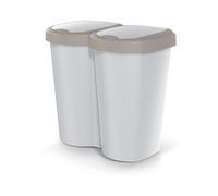 Keden Waste bin Compacta B Duo 40L Prosperplast wall-mounted version with one compartment and two lids bin with bag attachment (Brown/ash)