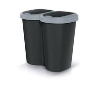 Keden Waste bin Compacta B Duo 40L Prosperplast wall-mounted version with one compartment and two lids bin with bag attachment (Gray/black)