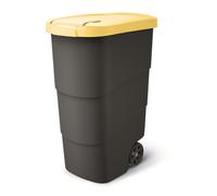 Keden Wheeler 90L Wheelie Rubbish Bin Trash Can With Wheels And Lid Trash Can Large Trash Can Universal Trash Can Plastic (Black/yellow)