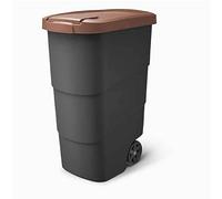Keden Wheeler 90L Wheelie Rubbish Bin Trash Can With Wheels And Lid Trash Can Large Trash Can Universal Trash Can Plastic (Black/brown)