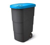Keden Wheeler 90L Wheelie Rubbish Bin Trash Can With Wheels And Lid Trash Can Large Trash Can Universal Trash Can Plastic (Black/blue)