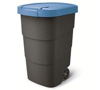 Keden Wheeler 95L Wheelie Rubbish Bin Trash Can With Wheels And Lid Large Universal Garbage Trash Outdoor Plastic (Black/blue)