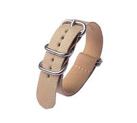 KEDFZY 18mm-24mm Wide, 20cm Long, Nylon Watch Strap with Silver Buckle, Durable Replacement Watch Strap for Men and Women.,Beige,20mm