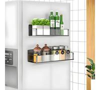 KedioPio Magnetic Spice Rack for Fridge, 2 Pack Clear Magnetic Shelf for Refrigerator, Strong Fridge Magnet Shelves for Kitchen Storage and Organisation, Transparent
