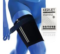 Kedley Black Thigh Compression Sleeve, Advanced Elasticated Support Band with Non-Slip Strap (1, M/L)