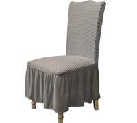 KEDMOT Dining Chair Cover with Skirt Removable Washable Chair Cover Slipcover for Hotel Ceremony Banquet Wedding Party (Silvery White)