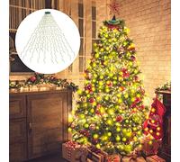 Kedoxi Christmas Tree Lights 400 LEDs with Timer, Xmas String Lights with Ring 16 Strings 6.6FT Easy to Install, Christmas Curtain Fairy Tree Light 8 Modes for Xmas Party Decoration, Warm White