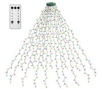 Kedoxi Christmas Tree Lights 400 LEDs with Timer, Xmas String Lights with Ring 16 Strings 6.6FT Easy to Install, Christmas Curtain Fairy Tree Light 8 Modes for Xmas Fir Pine Party Decoration, Colorful