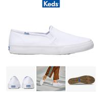 Keds Double Decker Canvas White Slip On Sneakers w/ Rubber Outsole Size UK 3-8.5