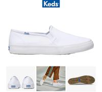 Keds Double Decker Canvas White Slip On Sneakers with Rubber Outsole - UK 7.5