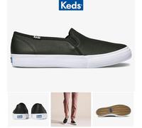 Keds Double Decker Leather Slip-On Trainers Black - UK 3