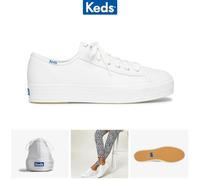 Keds Women's TRIPLE KICK LEATHER Sneaker, White, 3 UK