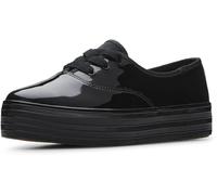 Keds Women's Point Lace Up Sneaker, Black/Black Patent Leather, 4.5 UK