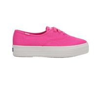 Keds Women's Point Lace Up Sneaker, Fuchsia Linen, 5 UK