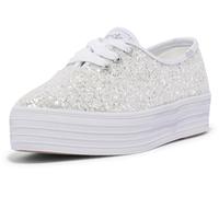 Keds Women's Point Lace Up Sneaker, White Glitter, 4.5 UK