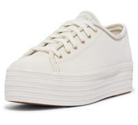 Keds Women's Triple Up Leather Sneaker, White/Gold, 3.5 UK