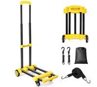 KEDSUM 290LB Folding Hand Truck, Portable Utility Cart with 4 Wheels,Yello | Solid Construction, 4 Smooth-Rolling Wheels, Lightweight Design for Luggage, Moving and Travel