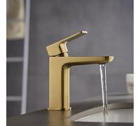KEDWILL®Tranter Single Lever Mono Basin Mixer Tap with Click Clack Waste Bathroom Sink Monoblock Tap Mixer Faucet Brassware Brushed Brass/Gold