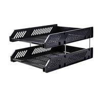 Keebgyy 2 Tier Paper Tray Organizers, Stackable Desktop Document Letter Tray Organizer, Large Capacity Hollow Desktop File Organizers, Desktop Organizer, Metal Mesh, for Home School Office
