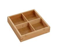 Keebgyy Divided Wooden Tray, Multi Compartment Serving Tray, Divided Platter, Wooden Food Server, Arts & Crafts Supplies Organizer, Stationery, Small Items, (4 Compartments)