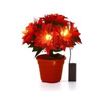 Keebgyy Poinsettia Tree Light, Artificial Poinsettias Plants in Pot, Poinsettia Tree Light Christmas Plant with Lights, for Holiday Party Centerpiece Table Decor (A)