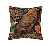 Keebik Bird Art William Morris Mid Century Print Throw Pillow Covers Decorative Outdoor Soft Pillowcases Home Decor Living Room Cushion Case for Bed Couch Car 18x18 Inch