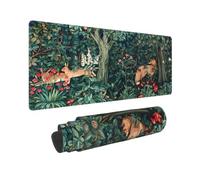 Keebik Gaming Mouse Pad, William Morris Fox Hares Blue Green Floral Forest Mouse Pad11.8 x23.6 Inch Computer Mouse Mat Keyboard Full Desk Mousepad for Gaming, Office, Home