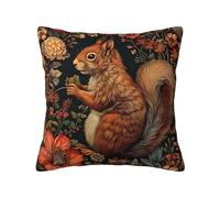 Keebik Squirrel Art William Morris Throw Pillow Covers Decorative Outdoor Soft Pillowcases Home Decor Living Room Cushion Case for Bed Couch Car 18x18 Inch