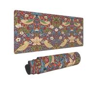 Keebik Strawberry Thief Red William Morris Gaming Mouse Pad Large Extended Computer Mouse Mat Keyboard Full Desk Mousepad for Gaming, Office, Home 11.8x23.6Inch