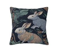 Keebik Vintage Rabbit Botanical William Morris Style Throw Pillow Cover Soft Decorative Throw Pillowcases Cushion Case for Home Decor Living Room Bed Couch Car 18x18 Inch