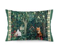 Keebik William Morris Cat Fox Hares Blue Green Floral Fores Throw Pillow Cover Soft Decorative Throw Pillowcases Cushion Case for Home Decor Living Room Bed Couch Car 12x20 Inch